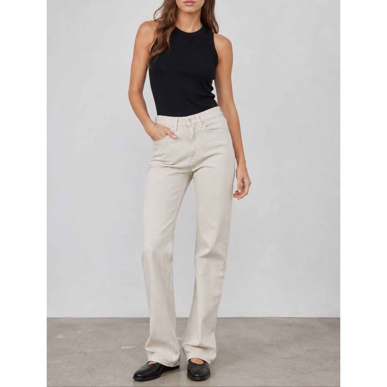 Dunst Essential Semi Bootcut Jeans Soft Greige Cream Denim Nwot S